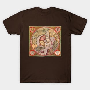 Antique Map of the North Pole Map by Gerardus Mercator T-Shirt